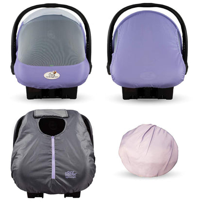 CozyBaby Combo Pack with Mesh Sun and Bug Cover and Lightweight Spring or Summer with Elasticized Edge, Rhapsody Purple