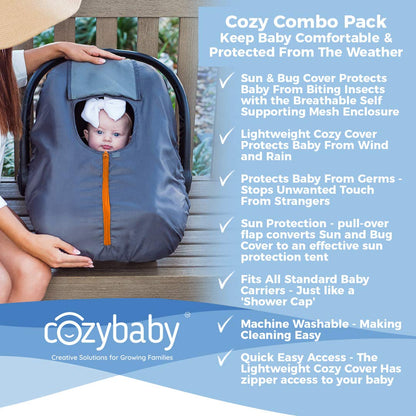 CozyBaby Combo Pack with Mesh Sun and Bug Cover and Lightweight Spring or Summer with Elasticized Edge, Rhapsody Purple