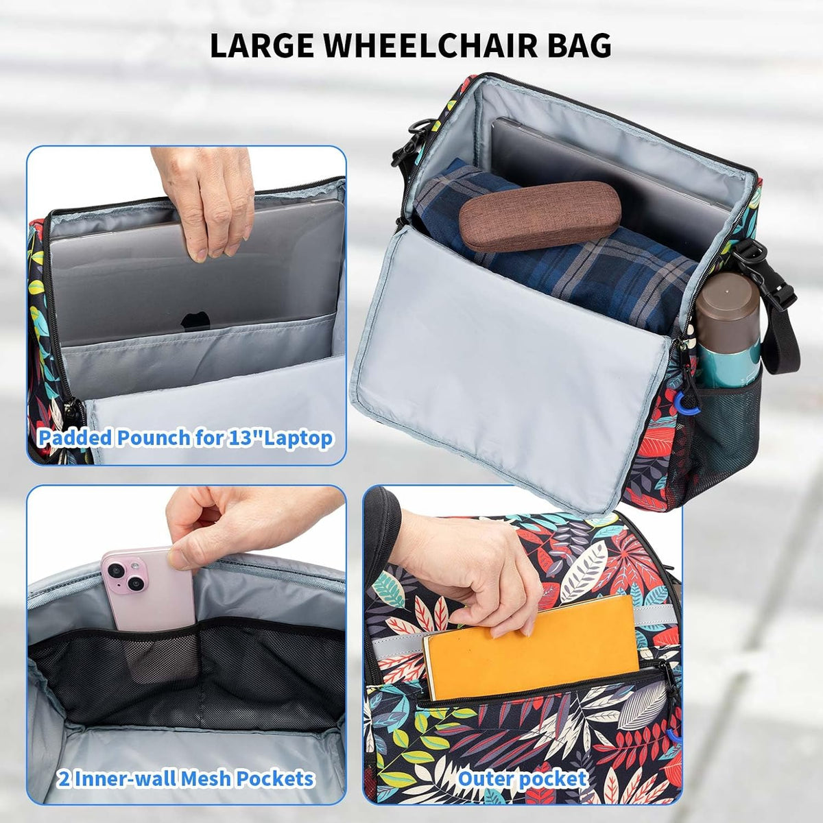Wheelchair Bags to Hang on Back, Wheel Chair Accessories Storage Bag