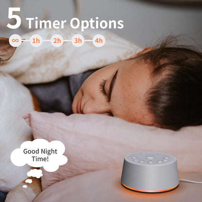 Sleep White Noise Sound Machines 32-Level Volume 30 Sounds 12 Colors Light 5 Timers Adjustable Light Brightness Compact for Everyone Travel Gift Memory Function