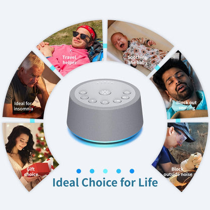 Sleep White Noise Sound Machines 32-Level Volume 30 Sounds 12 Colors Light 5 Timers Adjustable Light Brightness Compact for Everyone Travel Gift Memory Function