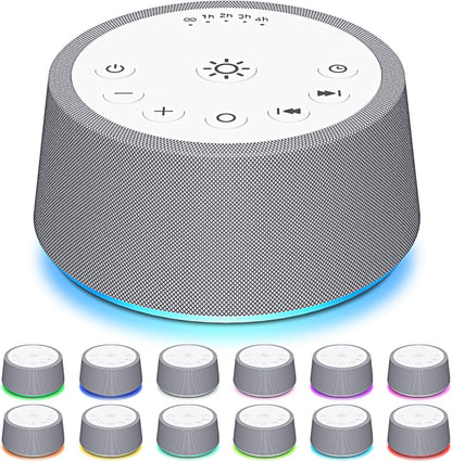 Sleep White Noise Sound Machines 32-Level Volume 30 Sounds 12 Colors Light 5 Timers Adjustable Light Brightness Compact for Everyone Travel Gift Memory Function