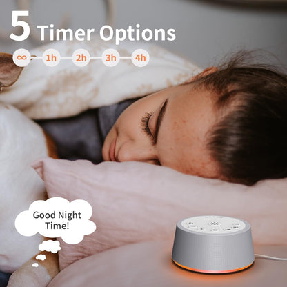 Sleep White Noise Sound Machines 32-Level Volume 30 Sounds 12 Colors Light 5 Timers Adjustable Light Brightness Compact for Everyone Travel Gift Memory Function