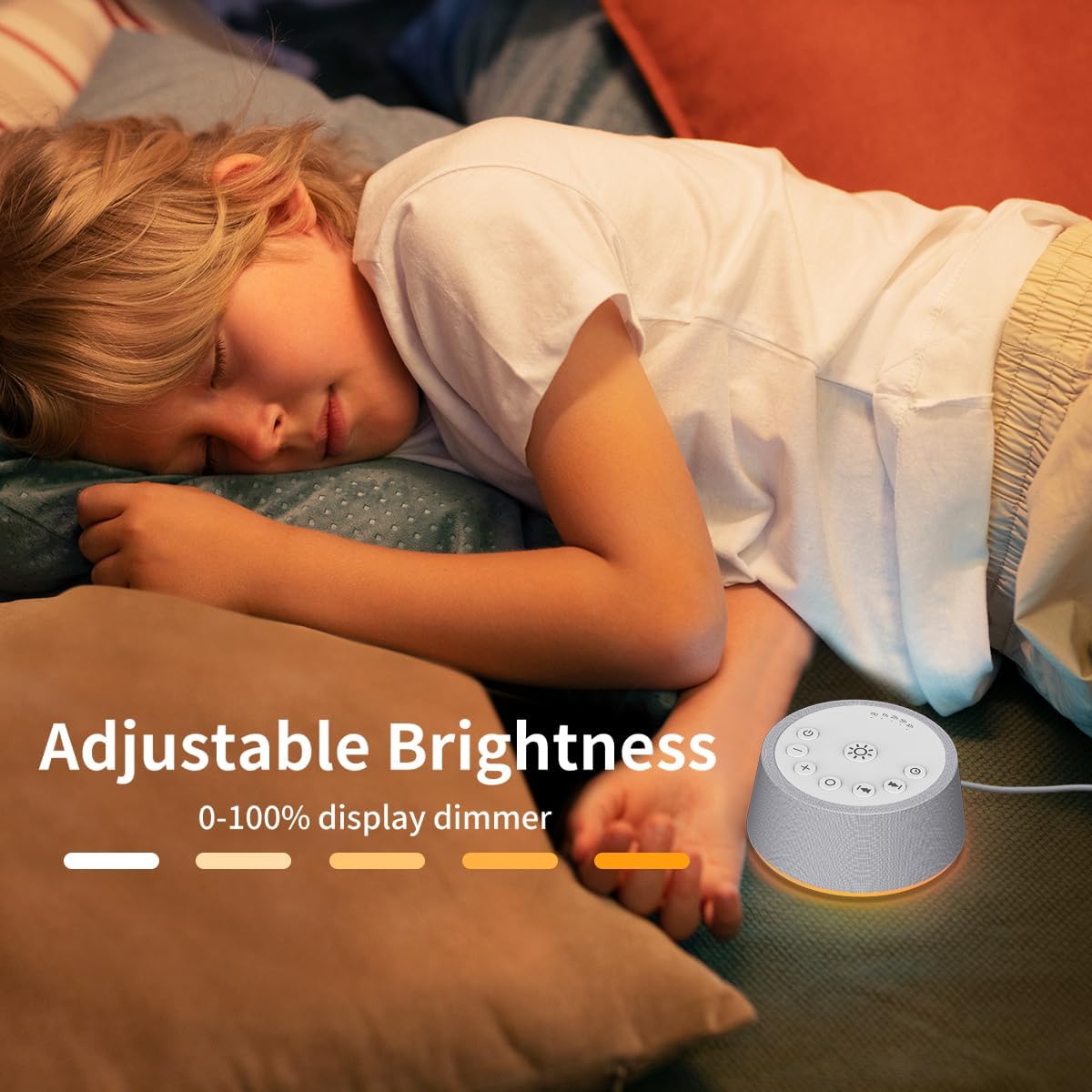 Sleep White Noise Sound Machines 32-Level Volume 30 Sounds 12 Colors Light 5 Timers Adjustable Light Brightness Compact for Everyone Travel Gift Memory Function