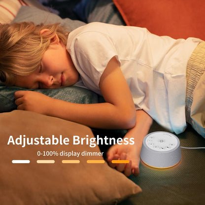 Sleep White Noise Sound Machines 32-Level Volume 30 Sounds 12 Colors Light 5 Timers Adjustable Light Brightness Compact for Everyone Travel Gift Memory Function