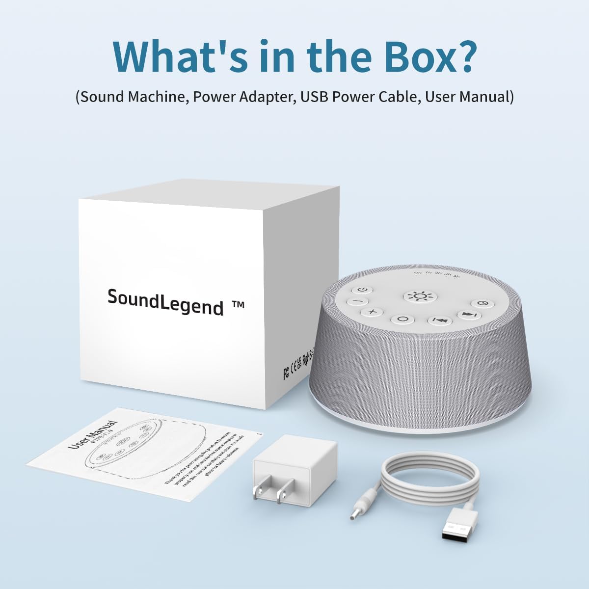 Sleep White Noise Sound Machines 32-Level Volume 30 Sounds 12 Colors Light 5 Timers Adjustable Light Brightness Compact for Everyone Travel Gift Memory Function