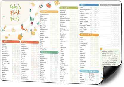Baby First Food Tracker, 127 Foods, 5-Trial Checkbox, Classic