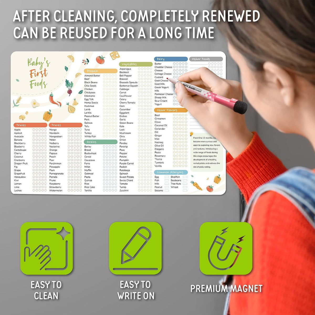 Baby First Food Tracker, 127 Foods, 5-Trial Checkbox, Classic