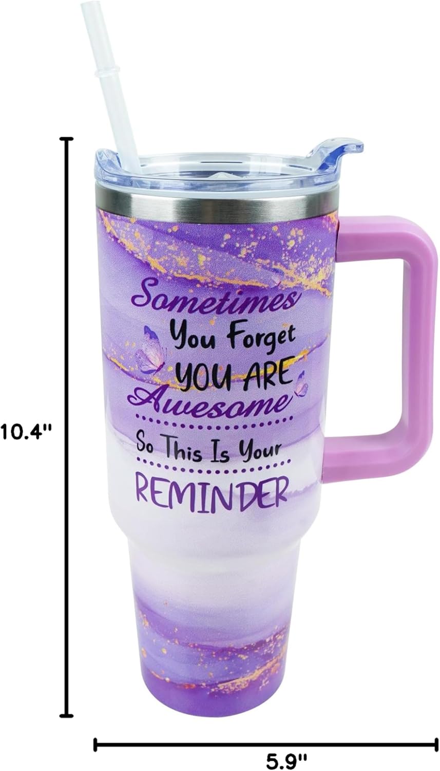 40 oz Tumbler with Handle and Straw Lid Leak Proof | You're Awesome Inspirational Christmas Mothers Day Birthday Gifts for Women Mom Coworker Friends
