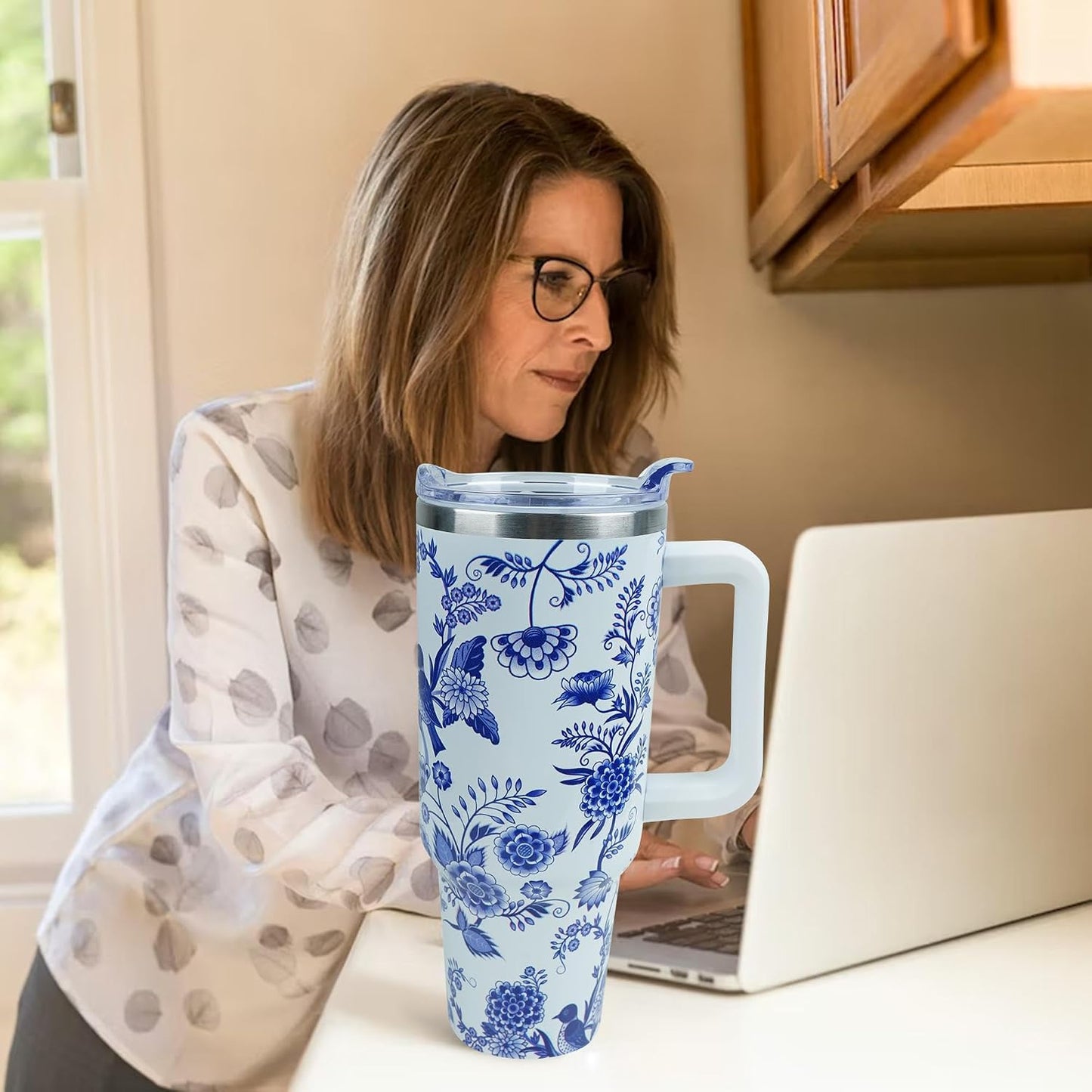 40 oz Tumbler with Handle and Straw Lid Leak Proof | You're Awesome Inspirational Christmas Mothers Day Birthday Gifts for Women Mom Coworker Friends