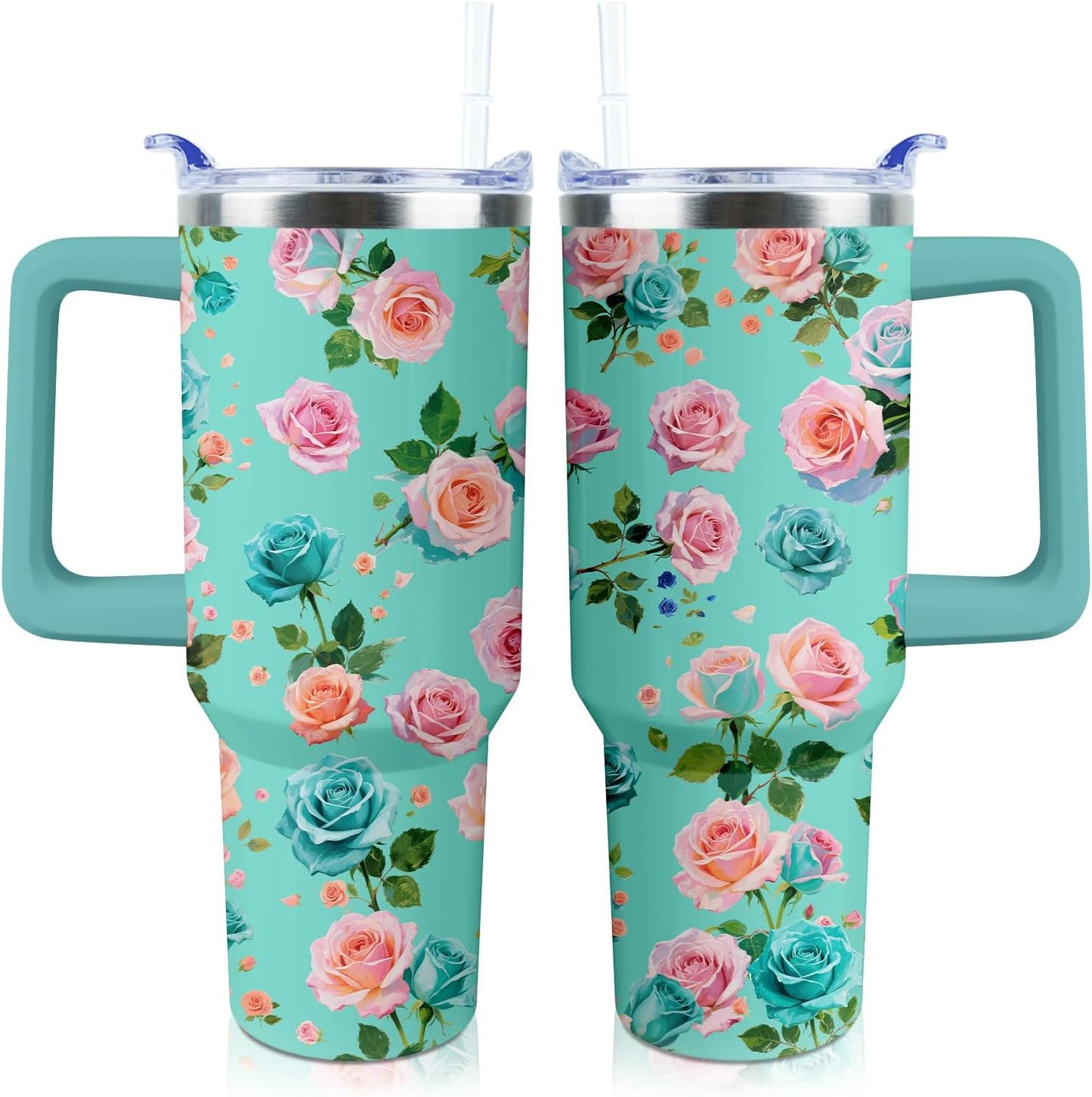 40 oz Tumbler with Handle and Straw Lid Leak Proof | You're Awesome Inspirational Christmas Mothers Day Birthday Gifts for Women Mom Coworker Friends