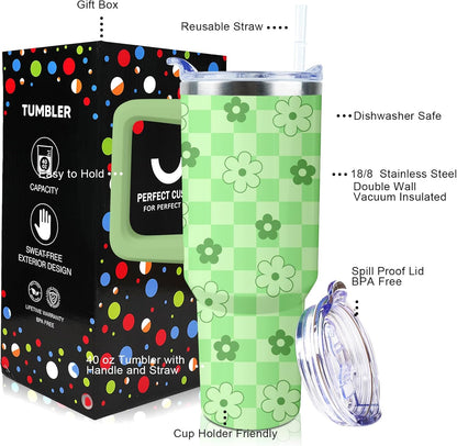 40 oz Tumbler with Handle and Straw Lid Leak Proof | You're Awesome Inspirational Christmas Mothers Day Birthday Gifts for Women Mom Coworker Friends