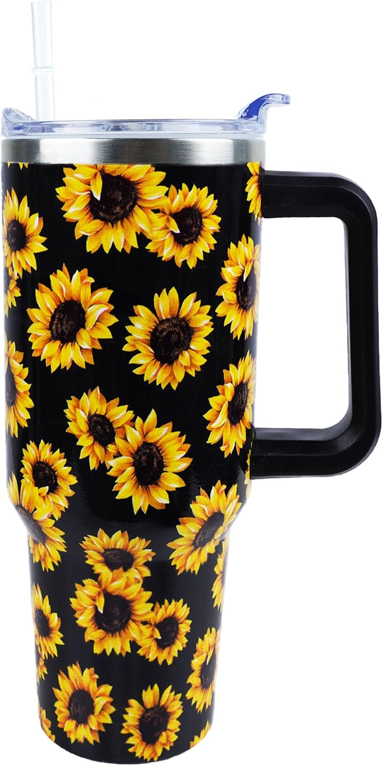 40 oz Tumbler with Handle and Straw Lid Leak Proof | You're Awesome Inspirational Christmas Mothers Day Birthday Gifts for Women Mom Coworker Friends