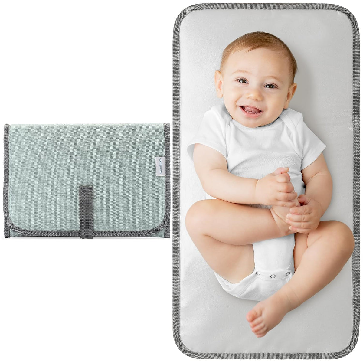 Baby Changing Pad Compact -Diaper Changing Mat Solid Grey