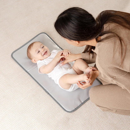 Baby Changing Pad Compact -Diaper Changing Mat Solid Grey