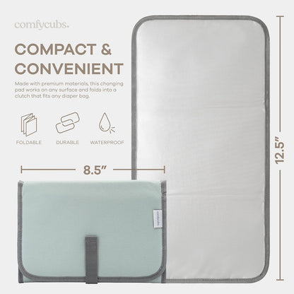 Baby Changing Pad Compact -Diaper Changing Mat Solid Grey