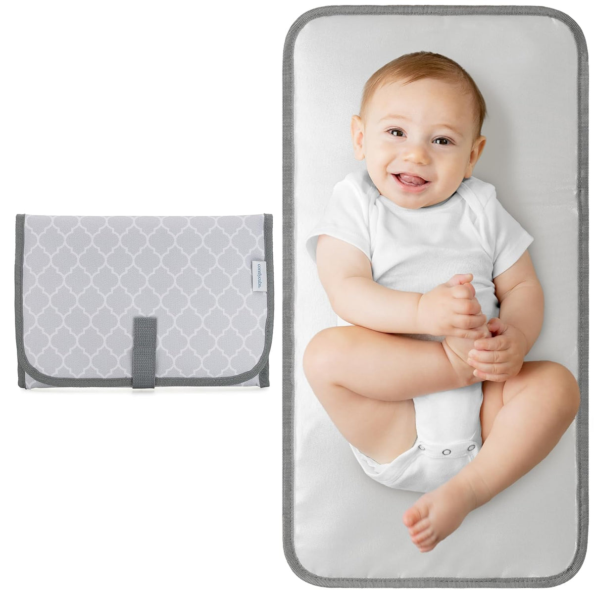 Baby Changing Pad Compact -Diaper Changing Mat Solid Grey