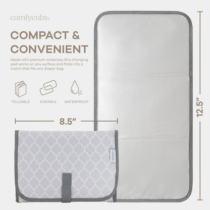 Baby Changing Pad Compact -Diaper Changing Mat Solid Grey