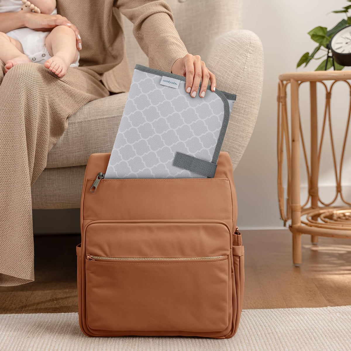 Baby Changing Pad Compact -Diaper Changing Mat Solid Grey