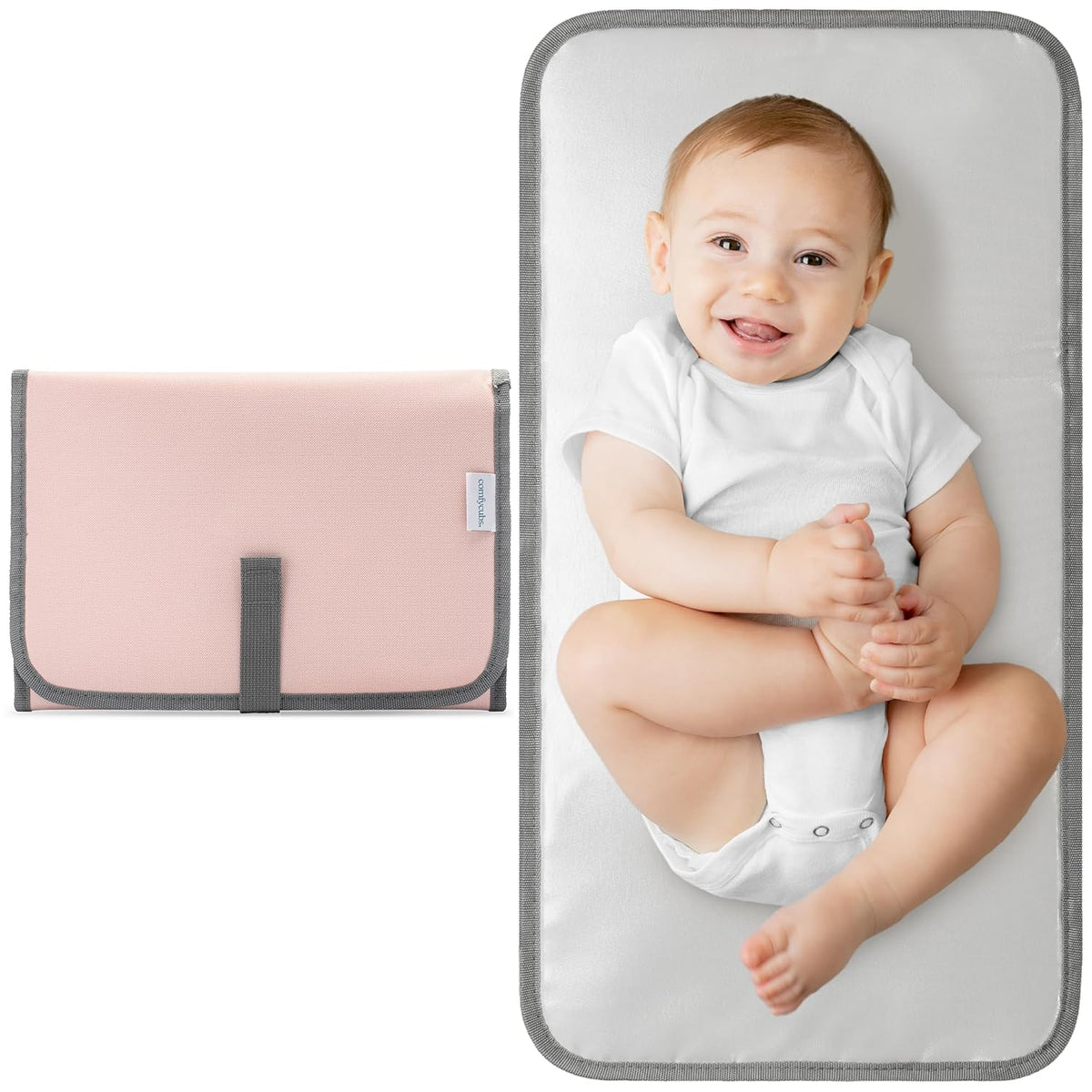 Baby Changing Pad Compact -Diaper Changing Mat Solid Grey