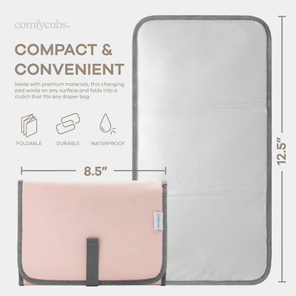 Baby Changing Pad Compact -Diaper Changing Mat Solid Grey