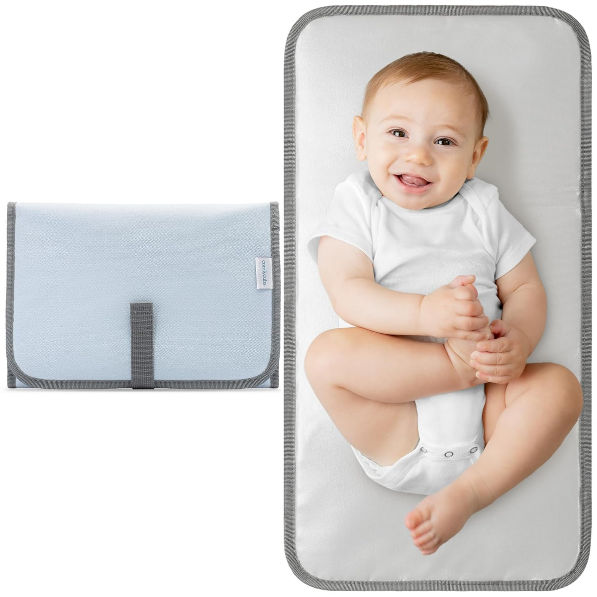 Baby Changing Pad Compact -Diaper Changing Mat Solid Grey