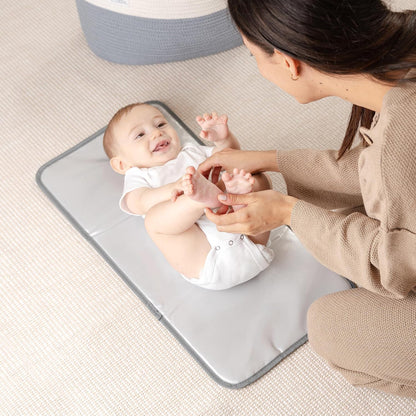 Baby Changing Pad Compact -Diaper Changing Mat Solid Grey