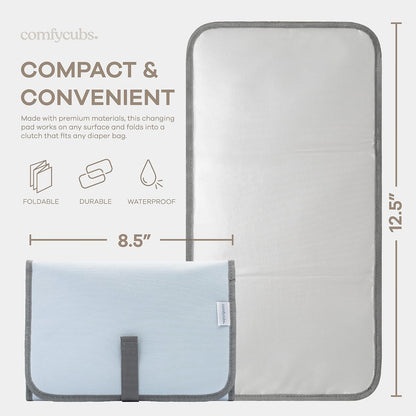 Baby Changing Pad Compact -Diaper Changing Mat Solid Grey