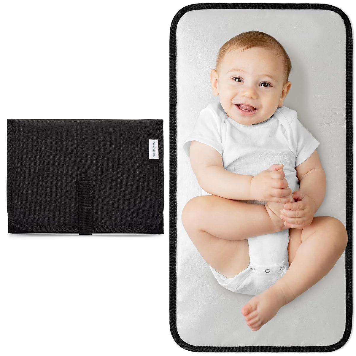 Baby Changing Pad Compact -Diaper Changing Mat Solid Grey