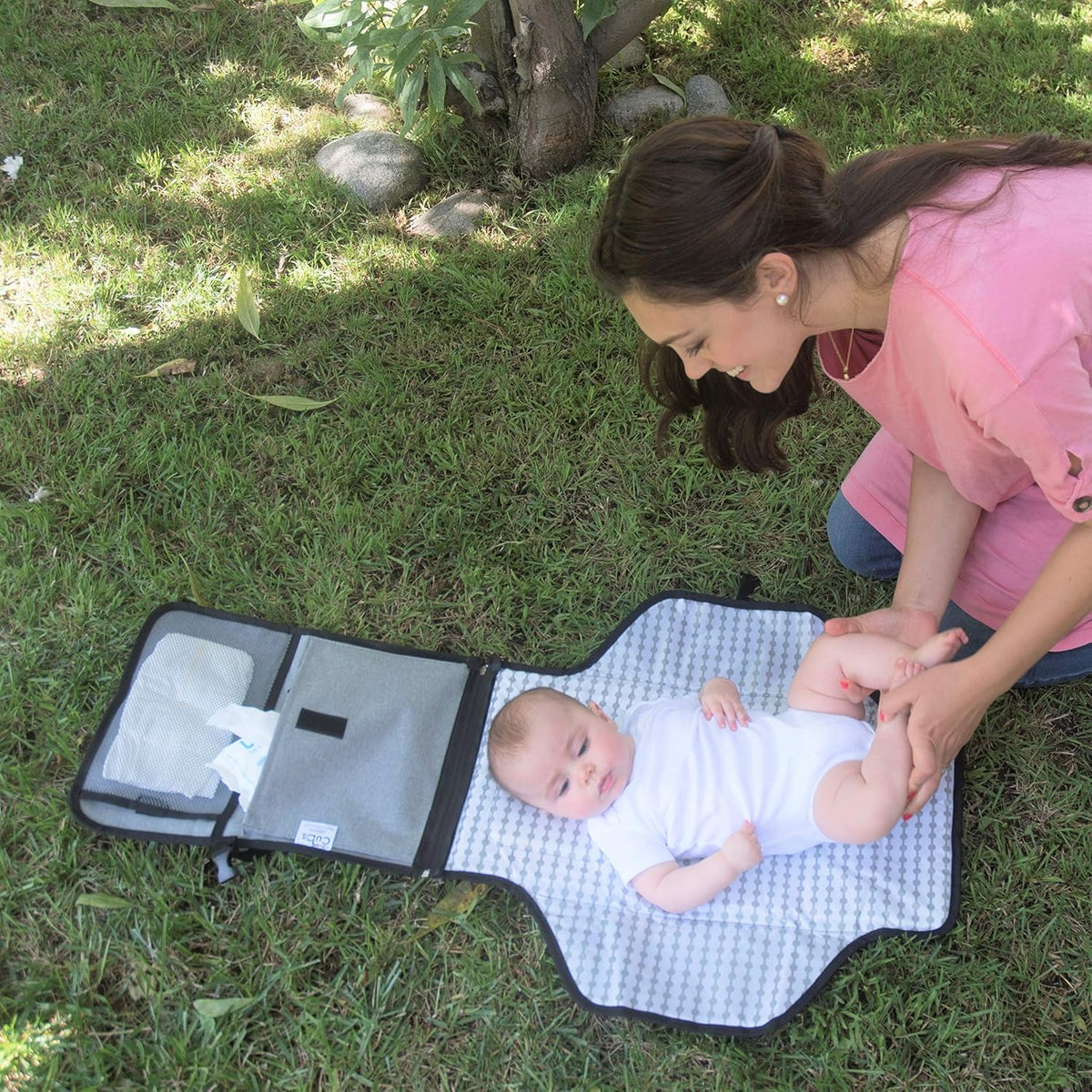 Baby Changing Pad Compact -Diaper Changing Mat Solid Grey