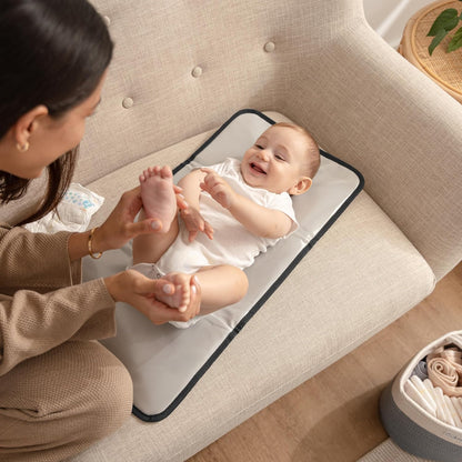 Baby Changing Pad Compact -Diaper Changing Mat Solid Grey