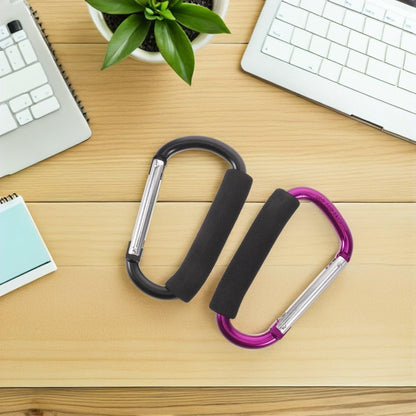2pcs Stroller Hooks for Bags and Pet Carriers, Aluminum Alloy and Sponge Material, Reduces Physical Effort and Improves Balance, for Stroller and Walker Use