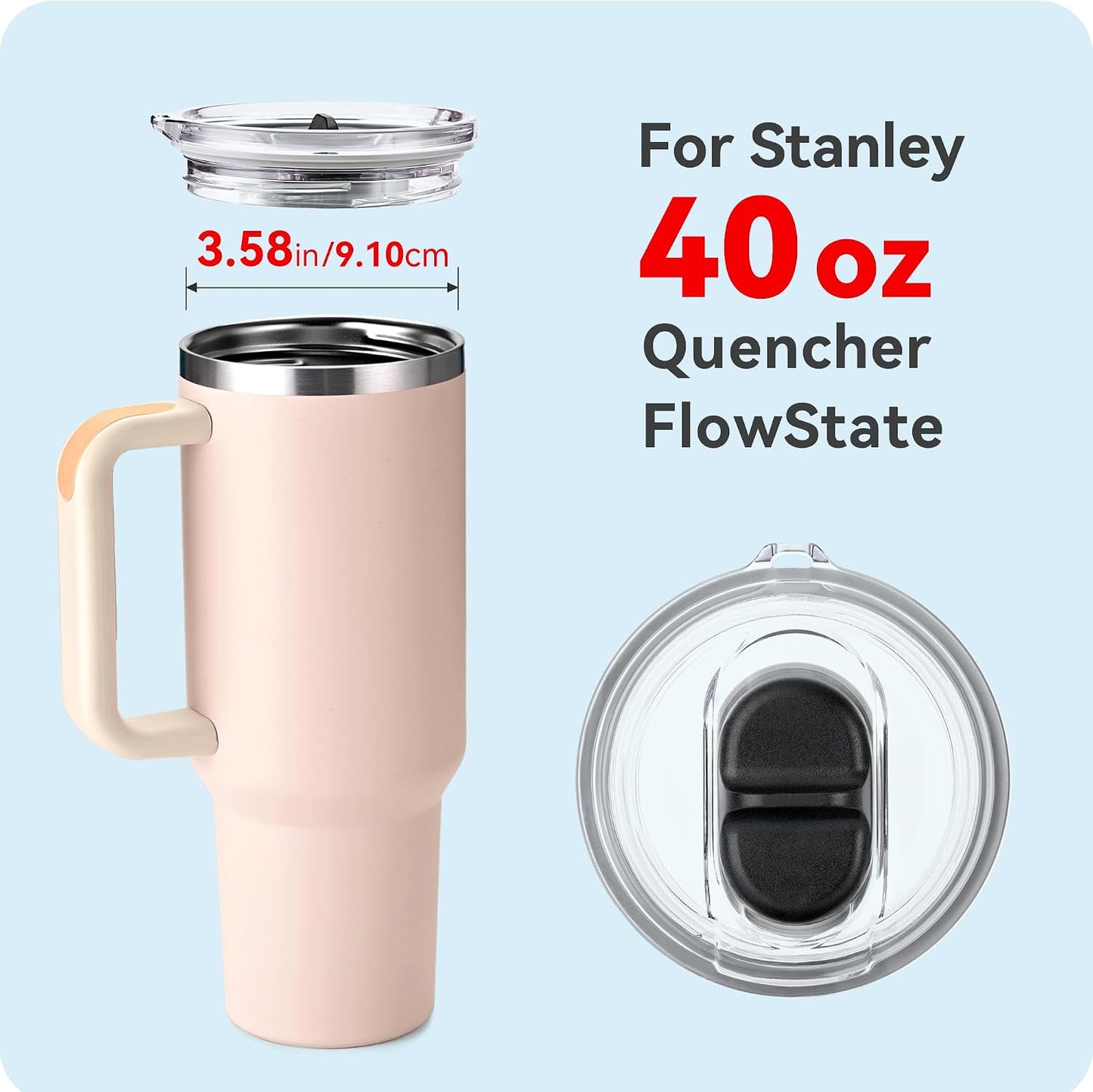30oz Tumbler Lid for Stanley Quencher H2.0 and ProTour Cup (1 Pack) | Replacement Lids for Stanley 30oz, Straw Friendly Tritan Lid Cover, Bpa-free, for Office, Commute & Home Daily Use