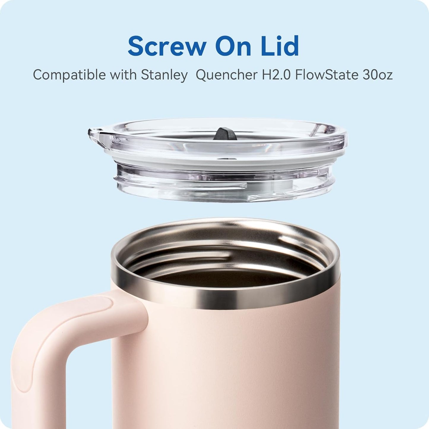 30oz Tumbler Lid for Stanley Quencher H2.0 and ProTour Cup (1 Pack) | Replacement Lids for Stanley 30oz, Straw Friendly Tritan Lid Cover, Bpa-free, for Office, Commute & Home Daily Use
