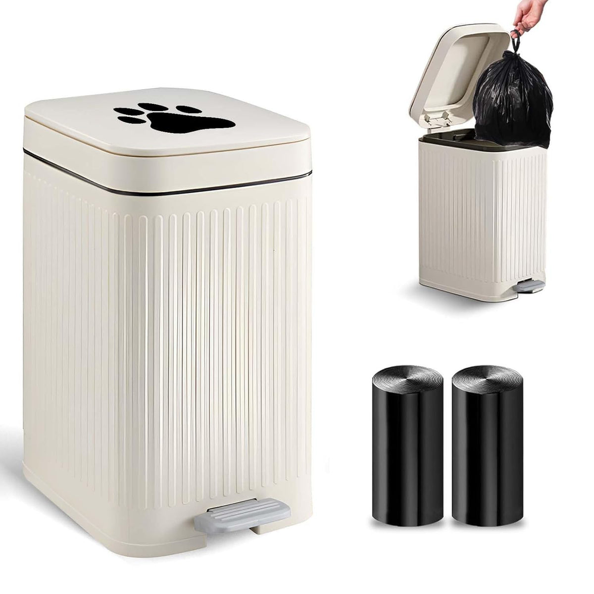 Dog Poop Trash Can Outside - 5L/1.3Gal Small Outdoor Trash Can with Lid