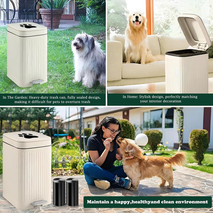 Dog Poop Trash Can Outside - 5L/1.3Gal Small Outdoor Trash Can with Lid