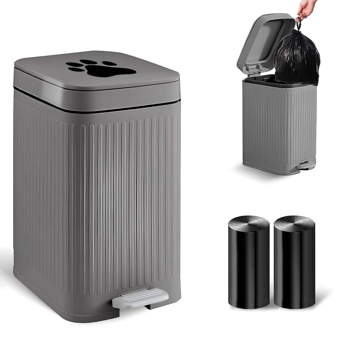 Dog Poop Trash Can Outside - 5L/1.3Gal Small Outdoor Trash Can with Lid