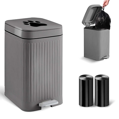 Dog Poop Trash Can Outside - 5L/1.3Gal Small Outdoor Trash Can with Lid