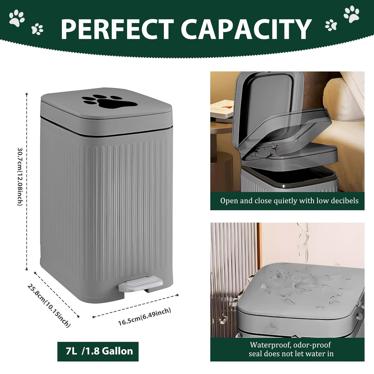 Dog Poop Trash Can Outside - 5L/1.3Gal Small Outdoor Trash Can with Lid