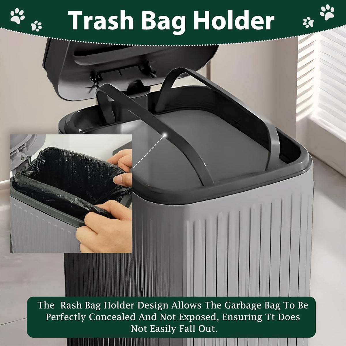 Dog Poop Trash Can Outside - 5L/1.3Gal Small Outdoor Trash Can with Lid