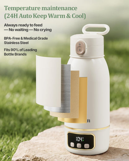 Portable Bottle Warmer– 120 W Fastest Heating, 17400 mAh Long Battery Life