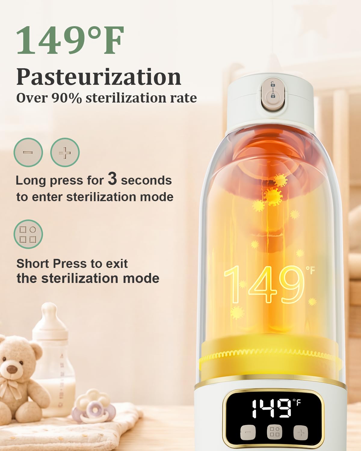 Portable Bottle Warmer– 120 W Fastest Heating, 17400 mAh Long Battery Life