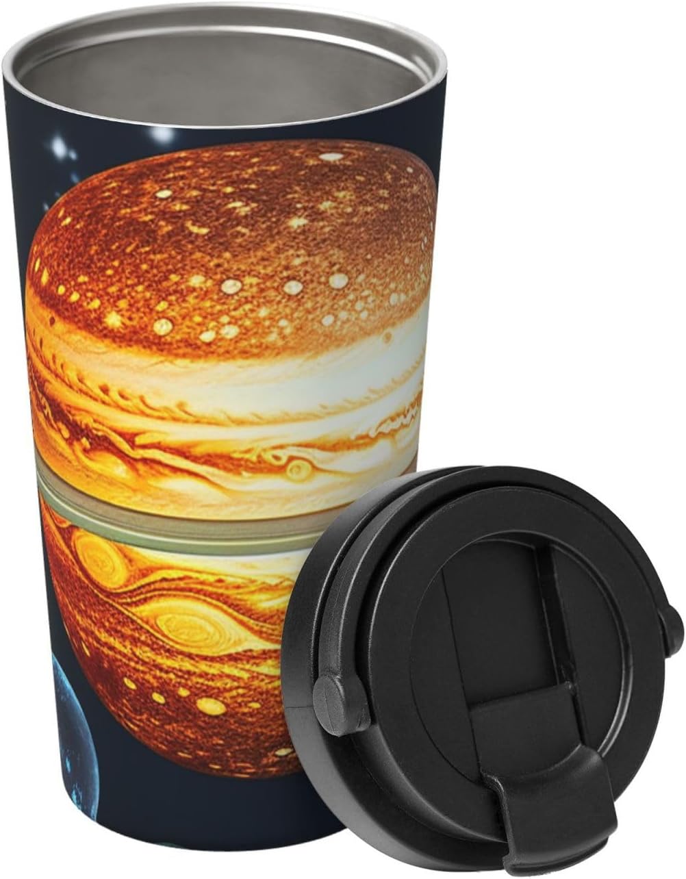Glow in The Dark Solar System Planet Travel Coffee Mug Insulated Coffee Mug with Lid Spill Proof portable Coffee Tumbler Cup Double Wall Leak-Proof Reusable Coffee Cup for Keep Hot/Ice Coffee