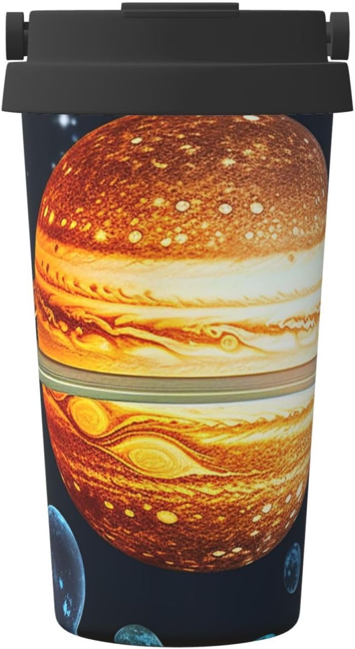 Glow in The Dark Solar System Planet Travel Coffee Mug Insulated Coffee Mug with Lid Spill Proof portable Coffee Tumbler Cup Double Wall Leak-Proof Reusable Coffee Cup for Keep Hot/Ice Coffee