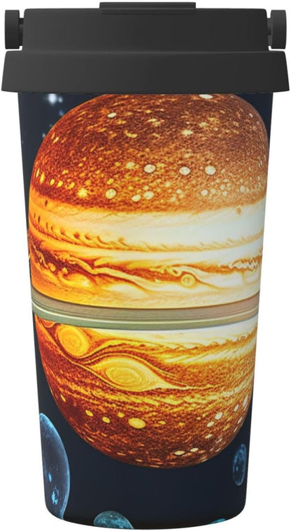 Glow in The Dark Solar System Planet Travel Coffee Mug Insulated Coffee Mug with Lid Spill Proof portable Coffee Tumbler Cup Double Wall Leak-Proof Reusable Coffee Cup for Keep Hot/Ice Coffee