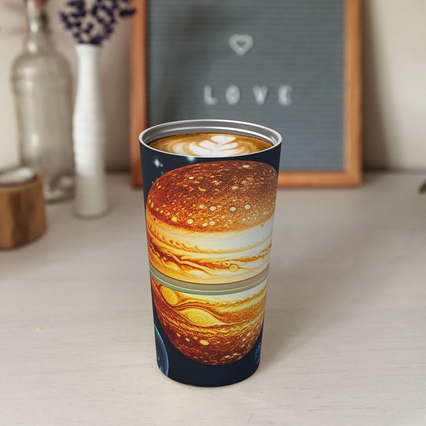 Glow in The Dark Solar System Planet Travel Coffee Mug Insulated Coffee Mug with Lid Spill Proof portable Coffee Tumbler Cup Double Wall Leak-Proof Reusable Coffee Cup for Keep Hot/Ice Coffee