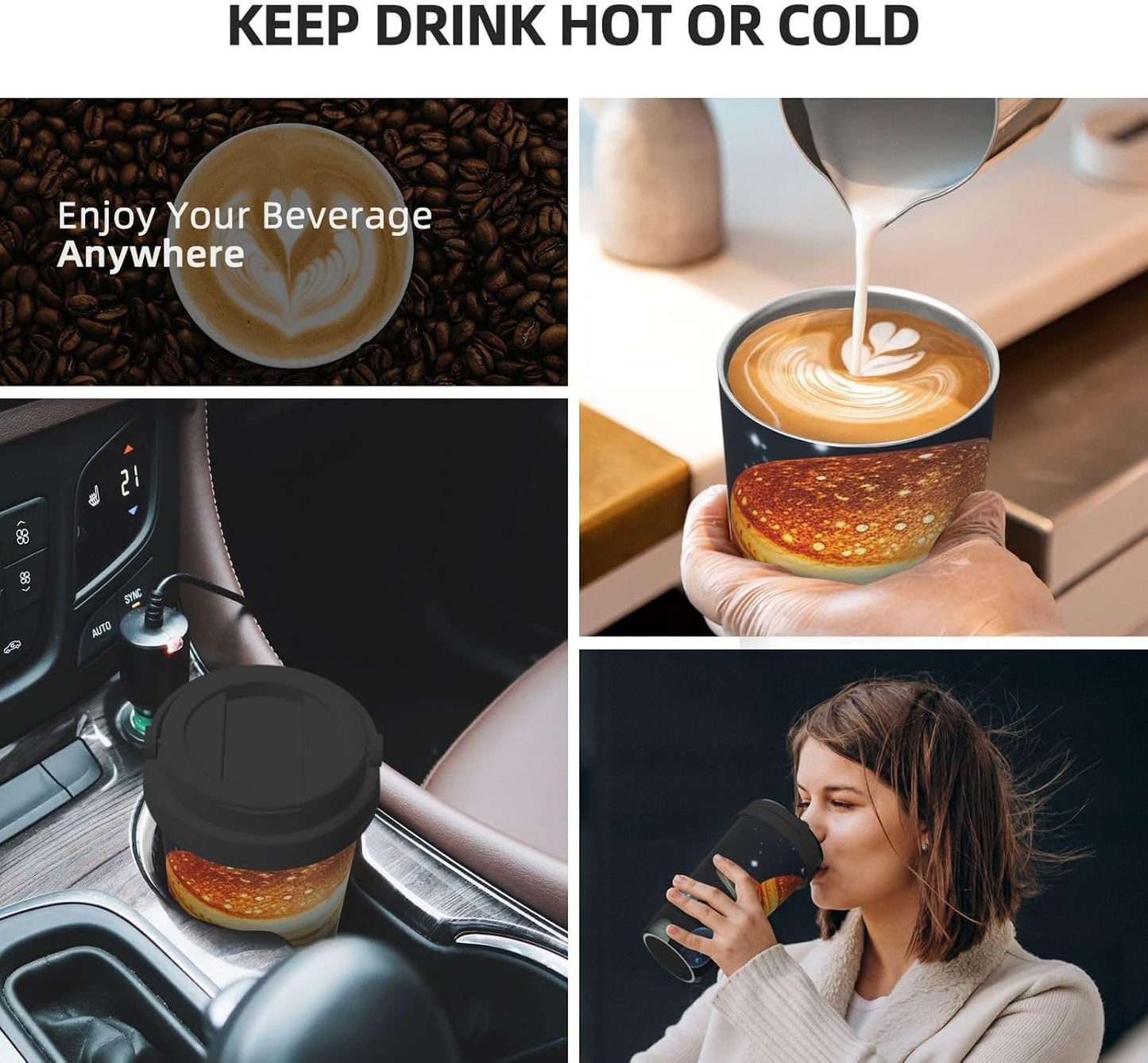 Glow in The Dark Solar System Planet Travel Coffee Mug Insulated Coffee Mug with Lid Spill Proof portable Coffee Tumbler Cup Double Wall Leak-Proof Reusable Coffee Cup for Keep Hot/Ice Coffee