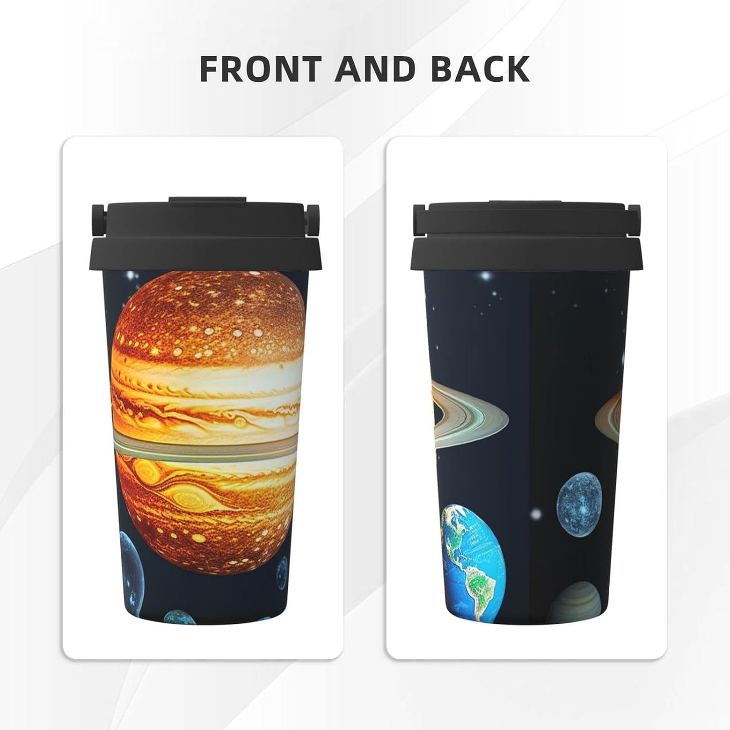 Glow in The Dark Solar System Planet Travel Coffee Mug Insulated Coffee Mug with Lid Spill Proof portable Coffee Tumbler Cup Double Wall Leak-Proof Reusable Coffee Cup for Keep Hot/Ice Coffee