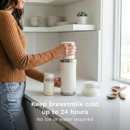 All Day Portable Breastmilk Cooler, Large 20oz Capacity, White