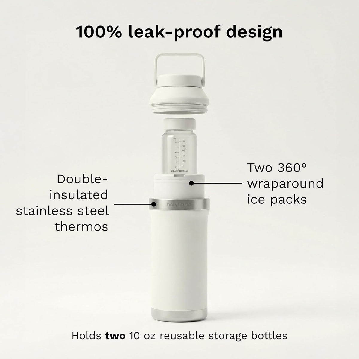 All Day Portable Breastmilk Cooler, Large 20oz Capacity, White